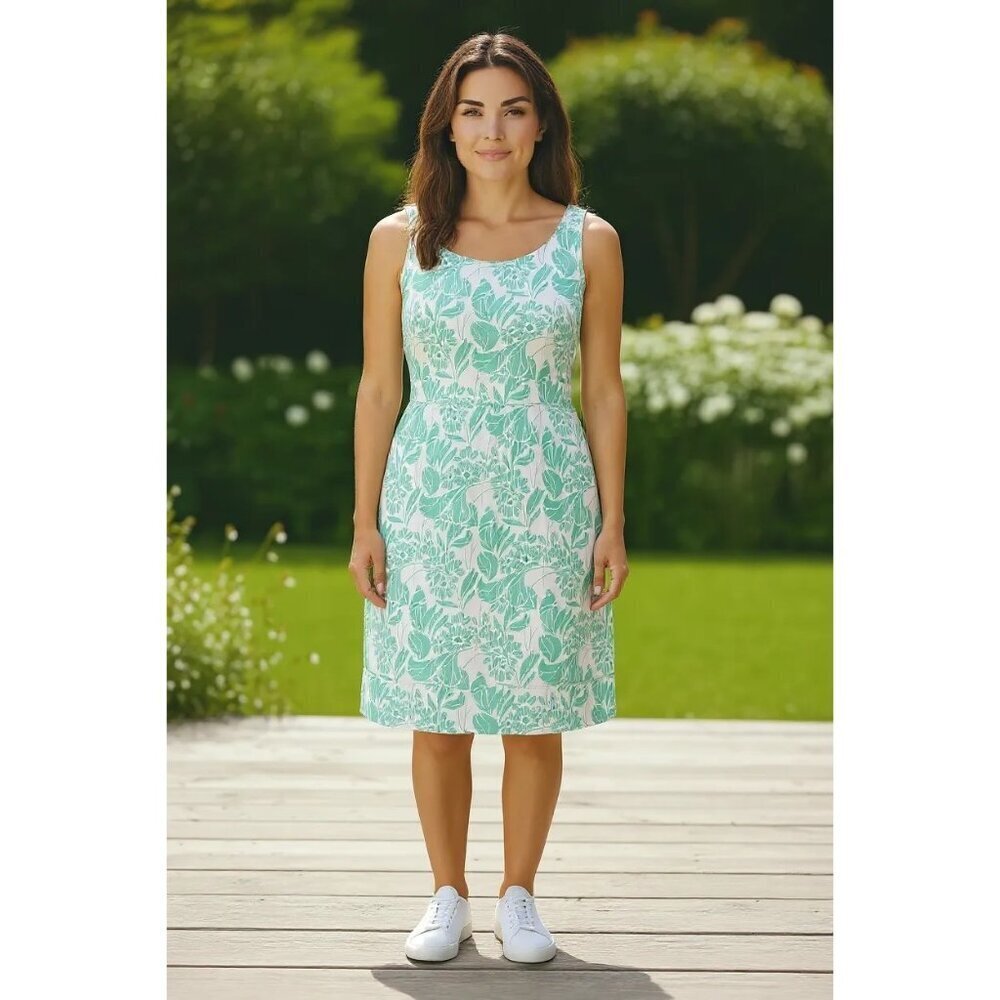 Think Tank Women's Turquoise & White Sleeveless Dress